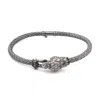 Ebru Jewelry Men's Black / Silver Guardian Lion Black Diamond Silver Bracelet - Silver In Gray
