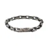Ebru Jewelry Men's Black / Silver Heritage Engraved Silver & Zircon Men's Bracelet - Silver In Silver
