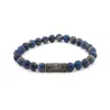 Ebru Jewelry Men's Blue / Silver Lapis Lazuli & Sterling Silver Unique Evil Eye Symbol Beaded Bracelet - Blue