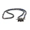 Ebru Jewelry Men's Blue / Silver Unique Silver Skull Beaded Necklace - Silver