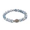 Ebru Jewelry Men's Blue / White / Silver Buddha Spirit Nepal Bead Bracelet - Blue