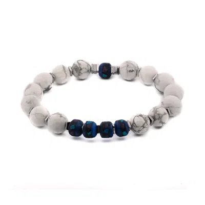 Ebru Jewelry Men's Blue / White Spiritual Beaded White & Blue Energy Bracelet - White In Multi