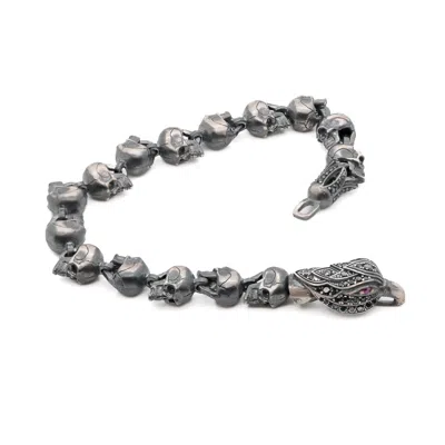 Ebru Jewelry Men's Designer Eagle & Skull Sterling Silver Bracelet - Silver In Metallic