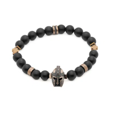 Ebru Jewelry Men's Gold / Black Black Vibe Onyx Stone Beaded Gladiator Bracelet - Black In Multi