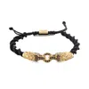 Ebru Jewelry Men's Gold / Black Dragon Claw Black Diamond Woven Bracelet - Gold In Black