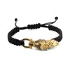 Ebru Jewelry Men's Gold / Black Guardian Lion Black Diamond Woven Bracelet - Black In Black