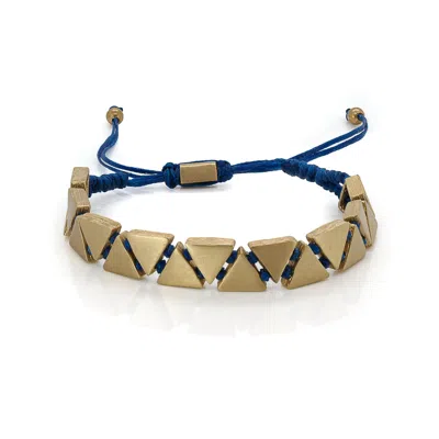 Ebru Jewelry Men's Gold / Blue Calming Blue Woven Gold Bracelet - Gold