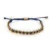 Ebru Jewelry Men's Gold / Blue Lucky Elephant Blue Woven Unisex String Bracelet - Blue