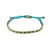Ebru Jewelry Men's Gold / Blue Lucky Fish Turquoise Woven Unisex String Bracelet - Turquoise