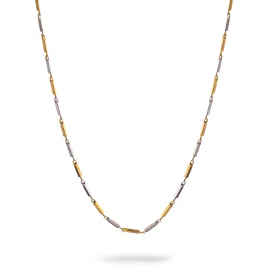 Ebru Jewelry Men's Gold / Silver Dual Strength Silver & Gold Men's Chain Necklace - Gold