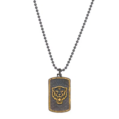 Ebru Jewelry Men's Gold / Silver Powerful Lion Medallion Sterling Silver & Gold Chain Necklace - Silver