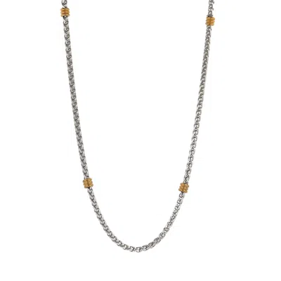 Ebru Jewelry Men's Gold / Silver Silver & Gold Design Chain Necklace - Silver