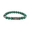 Ebru Jewelry Men's Green / Silver Green Malachite & Sterling Silver Unique Evil Eye Symbol Beaded Bracelet - Gree