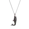 Ebru Jewelry Men's Guardian Shark Black Diamond Necklace - Silver In Gray