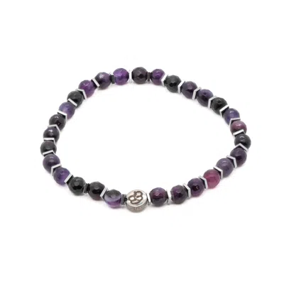 Ebru Jewelry Men's Pink / Purple / Silver Spiritual Calming Amethyst Bracelet