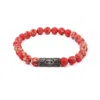 Ebru Jewelry Men's Red / Silver Sterling Silver Evil Eye & Red Jasper Stone Beaded Bracelet - Red