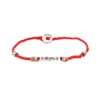 Ebru Jewelry Men's Red / Silver Sterling Silver Spiritual Symbols Red Woven Hope Braided Bracelet - Red