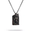 Ebru Jewelry Men's Santa Muerte Men's Sterling Silver Necklace - Silver In Black