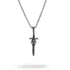 Ebru Jewelry Men's Serpent Blade Men's Sterling Silver Necklace - Silver In Black
