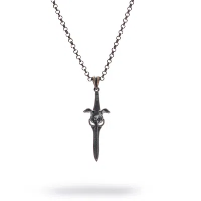 Ebru Jewelry Men's Serpent Blade Men's Sterling Silver Necklace - Silver In Black