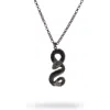 Ebru Jewelry Men's Serpent Guardian Men's Sterling Silver Necklace - Silver In Black