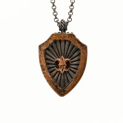 Ebru Jewelry Men's Silver / Brown Fleur De Lis Necklace - Silver In Metallic