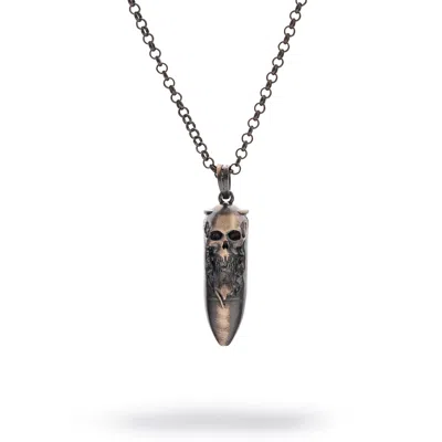 Ebru Jewelry Men's Skull Fang Men's Sterling Silver Necklace - Silver In Black