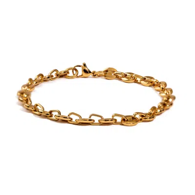 Ebru Jewelry Men's Timeless Gold Plated Steel Men's Bracelet - Gold