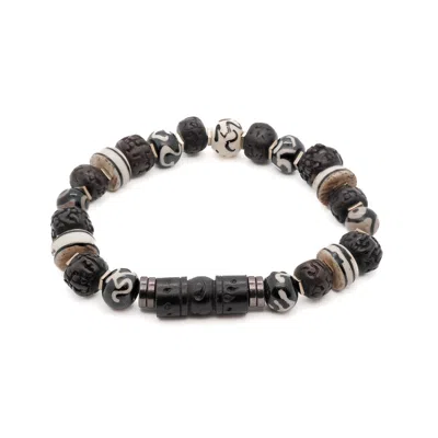 Ebru Jewelry Men's White / Brown Meditation Seed Beads Yogi Bracelet - Brown In Multi