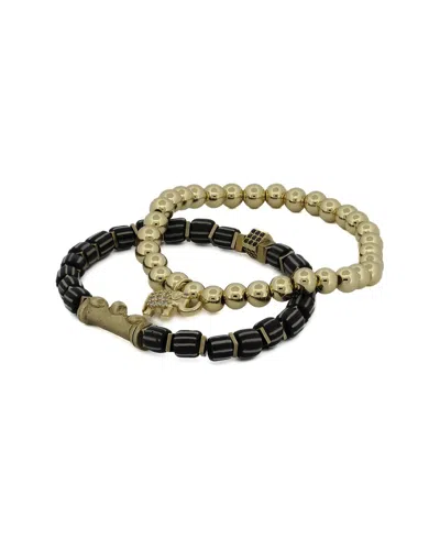 Ebru Jewelry One Of A Kind Plated Beaded Bracelet In Black