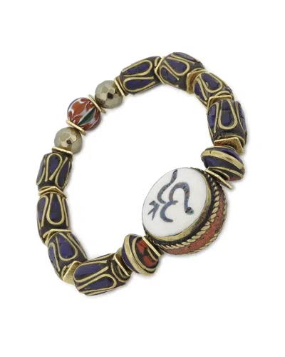 Ebru Jewelry One Of A Kind Plated Beaded Bracelet In Brown