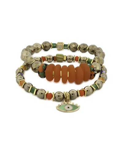 Ebru Jewelry One Of A Kind Plated Beaded Bracelet In Brown