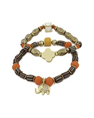 Ebru Jewelry One Of A Kind Plated Hematite Beaded Bracelet In Brown