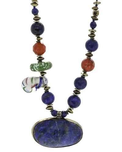 Ebru Jewelry One Of A Kind Plated Hematite Beaded Necklace In Blue