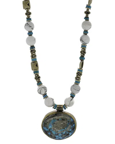 Ebru Jewelry One Of A Kind Plated Hematite Beaded Necklace In Blue