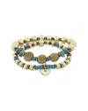 Ebru Jewelry One Of A Kind Plated Turquoise Beaded Bracelet In Gold