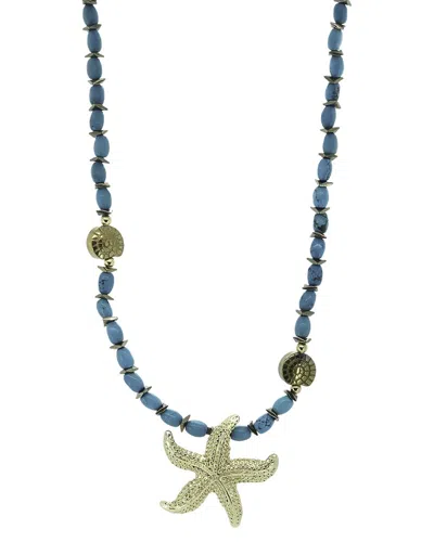 Ebru Jewelry One Of A Kind Plated Turquoise Beaded Necklace In Gold
