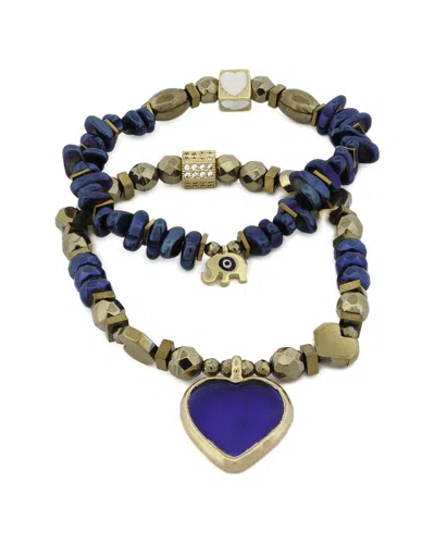 Ebru Jewelry One Of A Kind Silver Beaded Bracelet In Blue