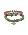 Ebru Jewelry One Of A Kind Silver Beaded Bracelet In Green