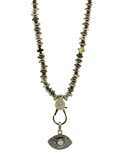 Ebru Jewelry One Of A Kind Silver Cz Beaded Necklace In Multi