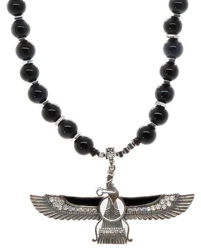 Ebru Jewelry One Of A Kind Silver Cz Beaded Necklace In Black