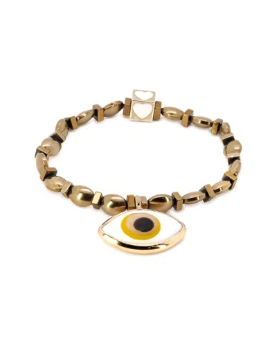 Ebru Jewelry One Of A Kind Silver Hematite Beaded Bracelet In Gold
