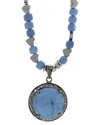 Ebru Jewelry One Of A Kind Silver Hematite Cz Beaded Necklace In Blue