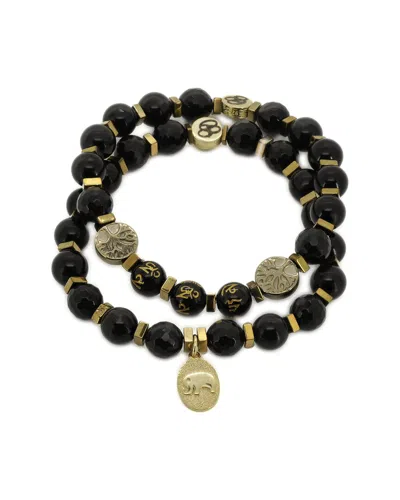 Ebru Jewelry One Of A Kind Silver Onyx Beaded Bracelet In Black