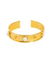 Ebru Jewelry Pearl Collection Plated 0.3in Pearl Cuff Bracelet In Gold