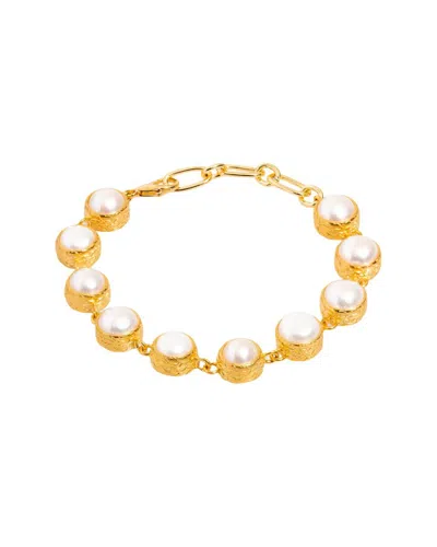 Ebru Jewelry Pearl Collection Plated 0.3in Pearl Tennis Bracelet In Gold
