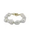 Ebru Jewelry Pearl Collection Plated 0.8in Pearl Beaded Bracelet In Metallic