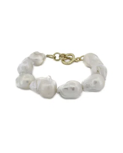 Ebru Jewelry Pearl Collection Plated 0.8in Pearl Beaded Bracelet In Metallic
