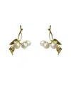 Ebru Jewelry Pearl Collection Plated Drop Down Earrings In Gold