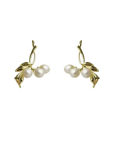 Ebru Jewelry Pearl Collection Plated Drop Down Earrings In Gold
